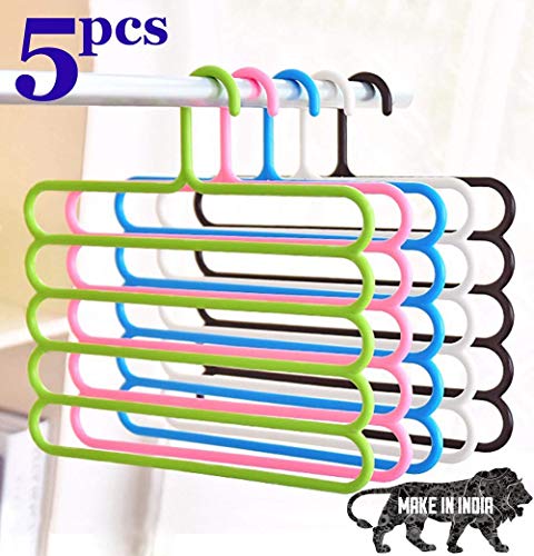 Mapperz Layer Multipurpose Multi-Layer Hangers for Clothes | Shirts | Wardrobe | Ties | Pants | Space Saving Hanger |(Assorted Colour) (6)