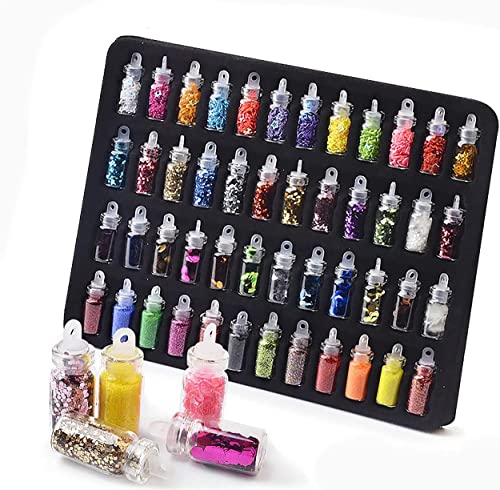 MAPPERZ 48 Nail Glitter, 100 Trsaansparent Nails, 2 Nail Filer, 2 Small Size Glue, 10 Nail Tape, 15 Nail Brush, 1 Nail Cutter, 1 Nail Cleaning Brush, 1 Nail Stamp Wth Scraper, 24 Sheets Nail Sticker