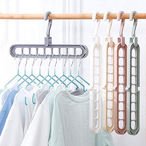 MAPPERZ Space Saving 9 Slots Hangers Multifunctional Smart Closet Organizer Wardrobe Clothing Cascading Hanger Design for Heavy Clothes, Shirts Pants Dresses-