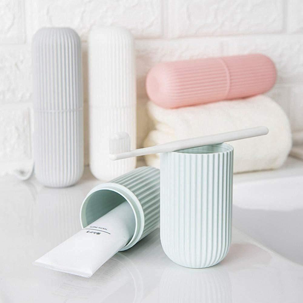 MAPPERZ Capsule Shape Travel Toothbrush Toothpaste Case Holder Portable Toothbrush Storage Plastic Toothbrush Holder - Multicolor (2)