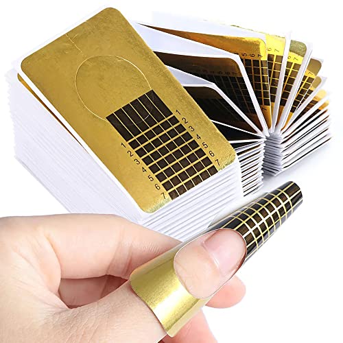MAPPERZ Nail Forms, Golden Horseshoe Nail Extension Tips, Thick Paper Forms for Acrylic Nails Art, Gel Nail Extension Forms Guide Stickers, For Gel Nail Building, Nail Art Accessories, Pack Of 50