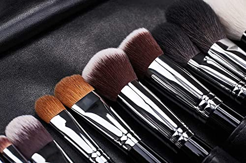 MAPPERZ Portable Makeup Brushes Set for Eyeshadow Eyeliner Eyebrow Lip Cosmetic Tools Kit- 12 Brushes (Gold)