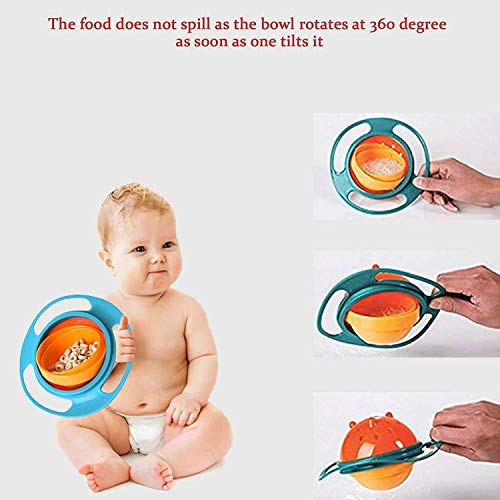 MAPPERZ 1 Pc No Spill Gyro Bowl for Baby and Kids, 360 Degree Rotation Spill Proof Food Bowl/for Baby and Kids - Multicolor