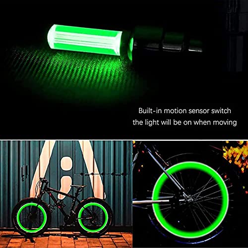 MAPPERZ Wheel Tyre Rim Valve Led Flash Light Cap with Motion Sensors for Car Motorcycles Bicycle Accessories (Green, Pack of 1 Pair)
