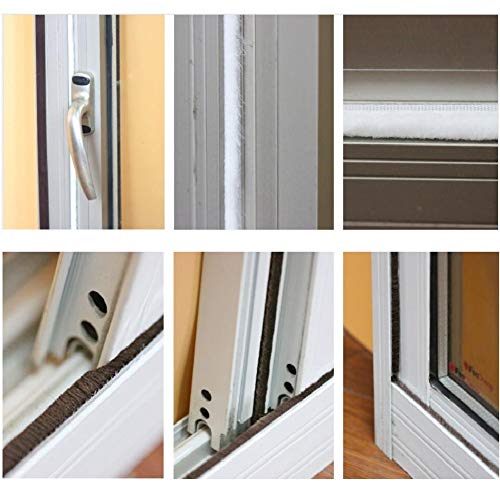 MAPPERZ Weather Stripping Brush Seal Tape for Sliding Windows & Doors Frame Side, Self Adhesive Door Brush Seal Strip for Soundproofing, Windproof, Dustproof, Stronger Stickiness, 10 Meter Long, Gray
