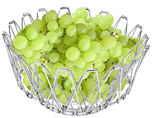 MAPPERZ Multipurpose Fruit Bowl Basket, Stainless Steel Modern Flexible Wire Folding deformable Fancy Fruit and Vegetable Fruit Plate, Kitchen and Home Storage, 8 Shapes, Pc1