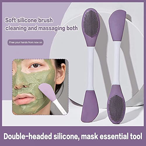 MAPPERZ Silicone Face Mask Brush Double-head,1PCS Soft Face Mask&Facial Cleansing Brush,Facials, Mud,Clay Mask,DIY,Modeling Mask,Body Lotion,and BB CC Cream,Pore Cleaner-Random color