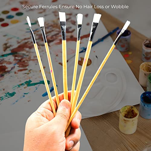 MAPPERZ Wooden Art Brush Set Acrylic Painting Artist Paint Brushes - Pack of 6 (Brown)