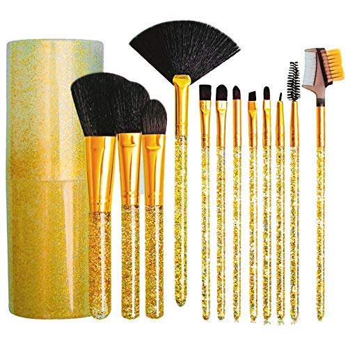 MAPPERZ 12 Pcs. Pro Makeup Shiny Brush Set For Blending Brush Face Powder Blush Concealers Eye Shadows Make Up Brushes with storage box - Shiny Rose Gold