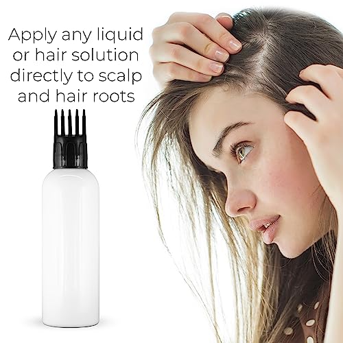 MAPPERZ Root Comb Applicator Empty Cylindrical Bottle, Ounce Applicator Bottle for Hair Oil Shampoo Medicine & Dye Bottle Applicator Brush Bottle, for Hair Root Comb Transparent Applicator,White, 1PC