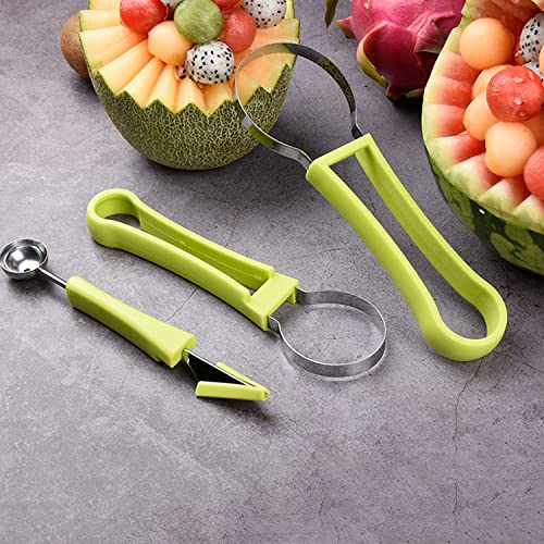MAPPERZ Fruite Baller Scoop Set,Professional 4 in 1 Stainless Steel Watermelon Cutter Fruit Carving Tools Set,Fruit Scooper Seed Remover Watermelon Knife for Dig Pulp Separator Fruit Slicer, 1 Set