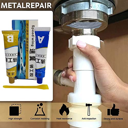 MAPPERZ Metal Repair Paste Set, Cast Iron Repair, Permanent Metal Bonding Paste For Metal Plastic Wood Liquid Epoxy Heavy Duty Glue, Home Use Permanent Miracle Welding Heat Resistant Glue, Pack Of 1