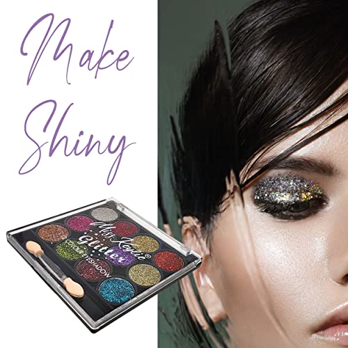 MAPPERZ Professional Brilliant Eyeshadow Sparkle Palette 12 New color ingredients with silky shine last for all day long- (Multicolor)