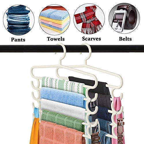 Mapperz Hanger | 5 Layer Heavy Duty Multipurpose Hanger with Extra Side Hooks for Dupatta,Tie Cloth Rack Multilayer Storage Scarf Tie Rack Hanger(Multicolor) (Multi Color, 4)
