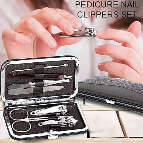 MAPPERZ Professional Manicure Kit/Stainless Steel Grooming Set With Leather Case (7 In 1)