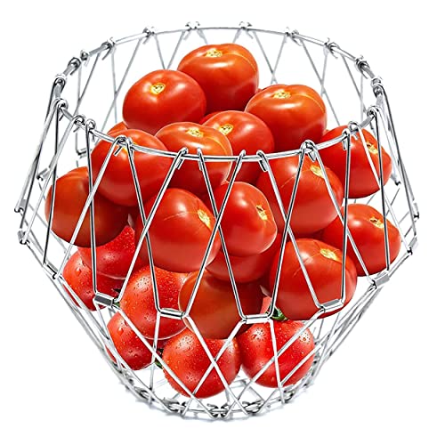 MAPPERZ Multipurpose Fruit Bowl Basket, Stainless Steel Modern Flexible Wire Folding deformable Fancy Fruit and Vegetable Fruit Plate, Kitchen and Home Storage, 8 Shapes, Pc1