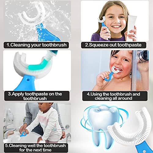 MAPPERZ U Shaped Silicone Toothbrush for Kids/ 360 Degree Soft Oral Teeth Cleaning For Baby Infant Toddler Children - 2 to 5 Years