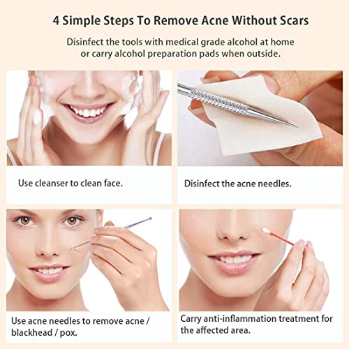 MAPPERZ 5 in 1 Stainless Steel Blackhead Remover Tool Kit with Case/Anti Slip Blackhead Tweezers Pimple Removal Tool Acne Needle Set