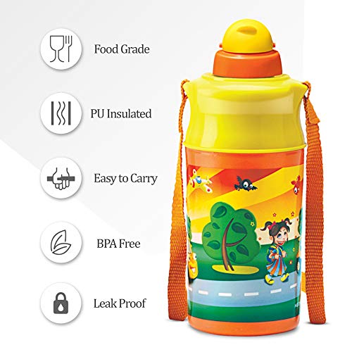 Milton Kool Spark 400 Plastic School Water Bottle, 370ml(Assorted)