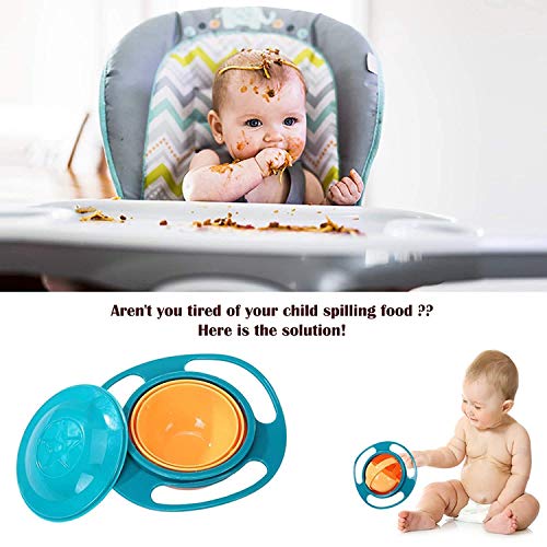 MAPPERZ 1 Pc No Spill Gyro Bowl for Baby and Kids, 360 Degree Rotation Spill Proof Food Bowl/for Baby and Kids - Multicolor