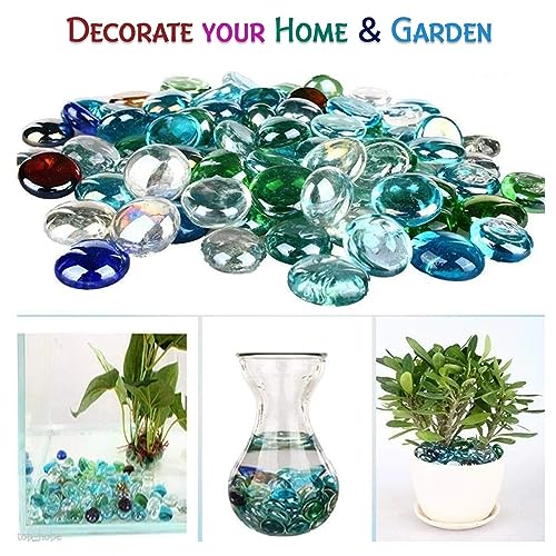 MAPPERZ Blend Reflective Round Glass, Decorative for Natural Fish Tank, Vase Fillers and Landscaping with Flat Bottom Marble Beads for Home Decorative Art Craft Vase