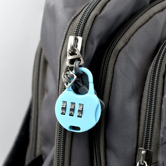 MAPPERZ 3 Digit Resettable Zipper Lock Round Padlock for Keep Your Belongings Safe and Secure