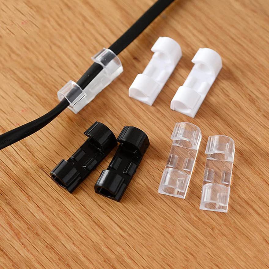 MAPPERZ 20 Pieces Self Adhesive White Cable Clips/Wire Manage Holder Sticky Mount/Round Plastic Cable Cord Management Clips for TV, Home, Office, Wall, Cubicle, Desk, Car
