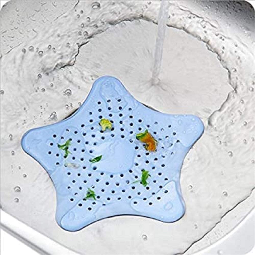 Mapperz Star Kitchen Sink and Bathroom Drain Filter | Hair Catcher | Hair Stopper Bath Plug Plunger | Sink Filter Coater | Shower Drain Covers | (Multicolour, 4 pcs)