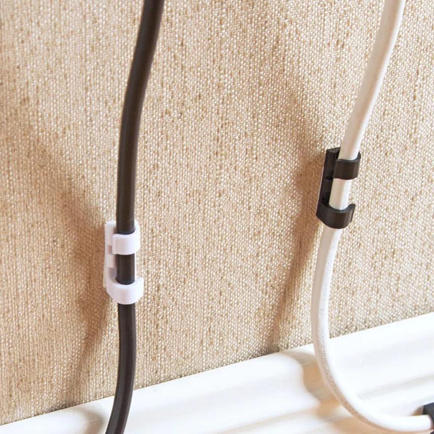 MAPPERZ 20 Pieces Self Adhesive White Cable Clips/Wire Manage Holder Sticky Mount/Round Plastic Cable Cord Management Clips for TV, Home, Office, Wall, Cubicle, Desk, Car
