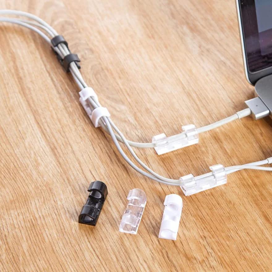 MAPPERZ 20 Pieces Self Adhesive White Cable Clips/Wire Manage Holder Sticky Mount/Round Plastic Cable Cord Management Clips for TV, Home, Office, Wall, Cubicle, Desk, Car