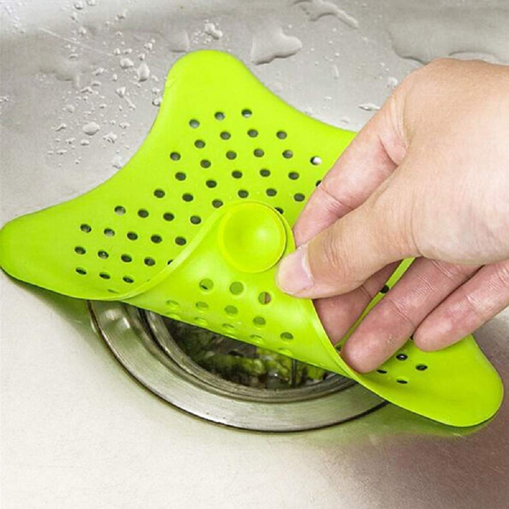 Mapperz Star Kitchen Sink and Bathroom Drain Filter | Hair Catcher | Hair Stopper Bath Plug Plunger | Sink Filter Coater | Shower Drain Covers | (Multicolour, 4 pcs)