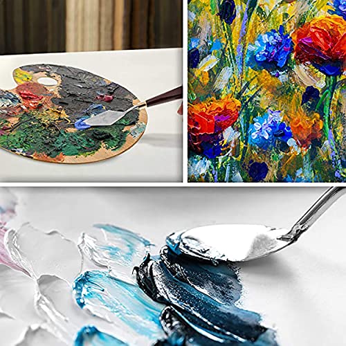 MAPPERZ Stainless Steel Palette Knife Set, Flexible Spatula Painting Knives for Color Mixing, Spreading, Applying Oil & Acrylic Paint on Canvases, Cake Icing, 3D Print Tool, (No. 1,2,4,5), Pack Of 4