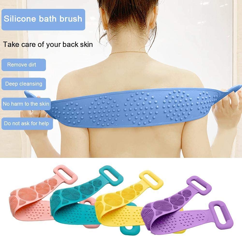 Mapperz Silicon Double Side Shower Exfoliating Belt Removes Bath Towel, Rub Back Mud Silica Gel Bath Towel Shower Strap Deep Clean & Massage (multi colour)