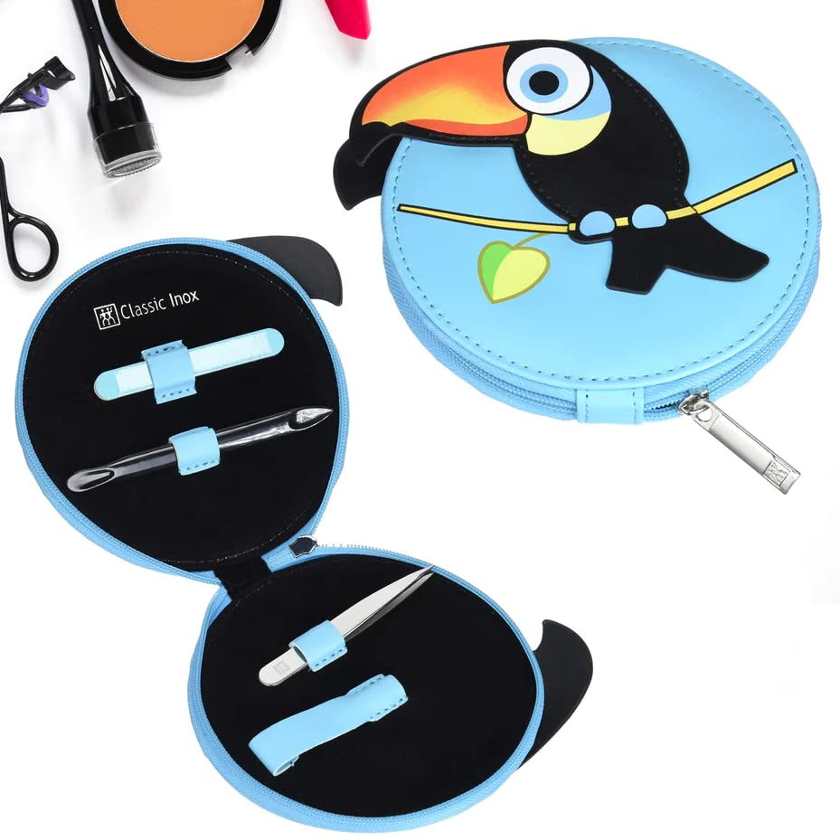 MAPPERZ Manicure Pedicure Kit for Feet, 3 in 1 Professional Stainless Steel Set With Leather Case, 1 Nail Buffer/Filer, 1 Cuticle Pusher,1 Nail Clipper for Women and Men