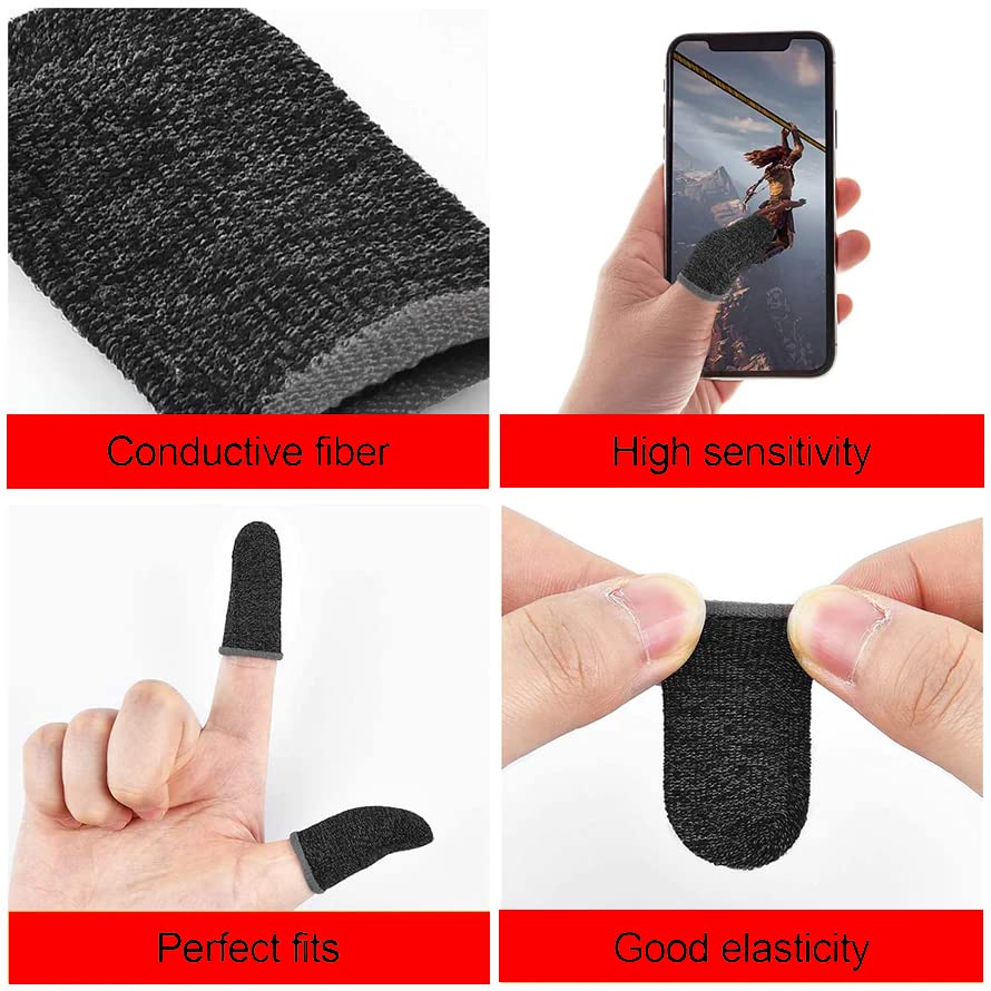 MAPPERZ Finger Sleeves for Gaming, Gamer Thumb Sleeves Mobile Gaming Stabilizer Compression Support Sleeve, PUBG Finger Gloves for Gaming Gloves, Mobile Phone Game Finger Covers, Pack of 1 Pair