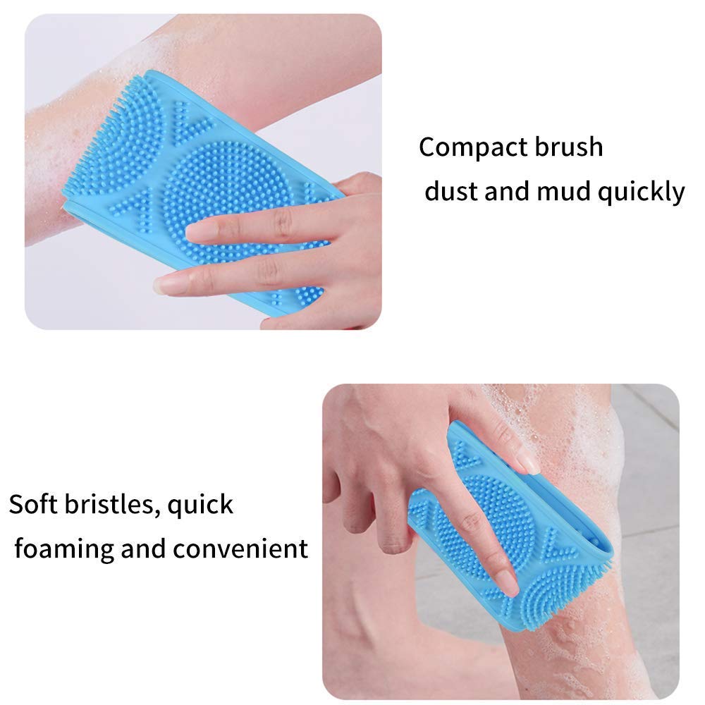 Mapperz Silicon Double Side Shower Exfoliating Belt Removes Bath Towel, Rub Back Mud Silica Gel Bath Towel Shower Strap Deep Clean & Massage (multi colour)