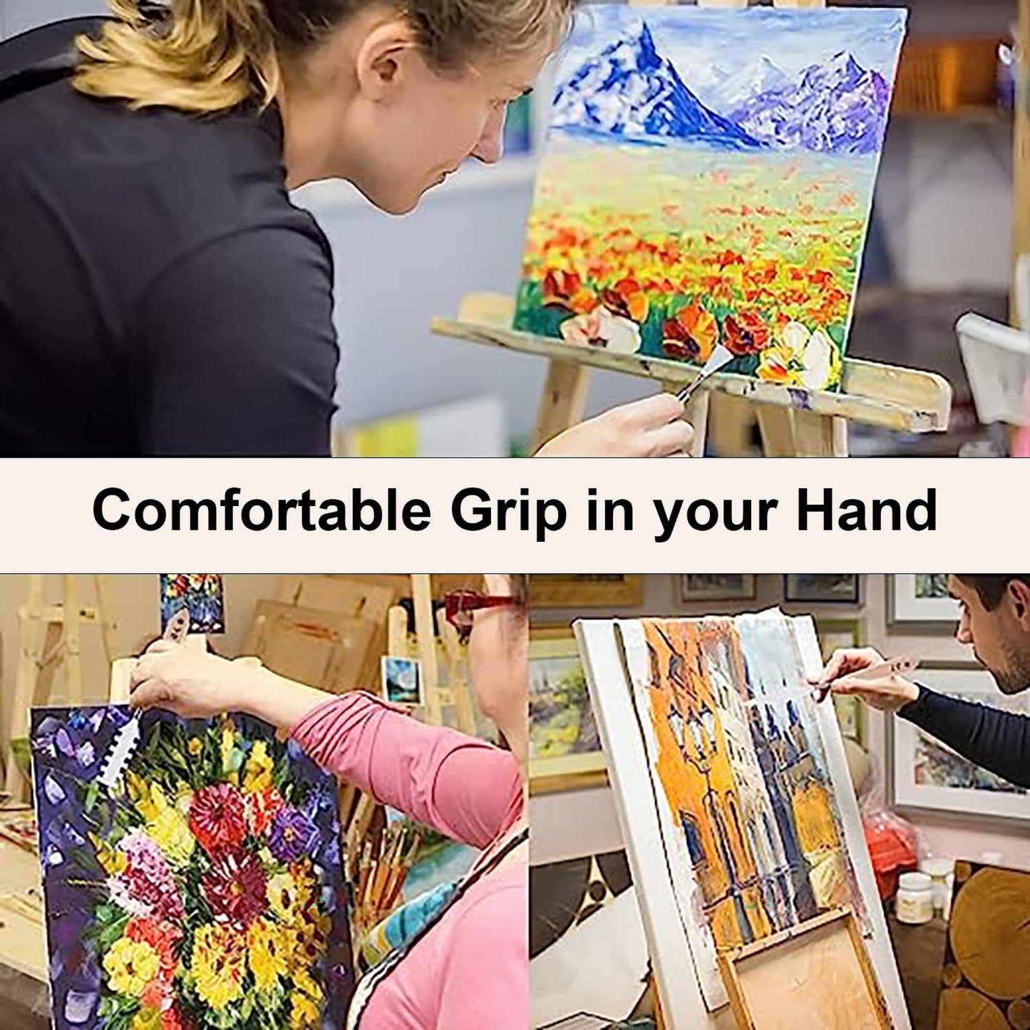 MAPPERZ Stainless Steel Artists Palette Knife Spatula Painting Mixing Scraper Thin and Flexible Art Tools for Oil Painting Acrylic Mixing, Canvas, Cake Icing, Face Painting Knife No. J-2,6 Pack of 02