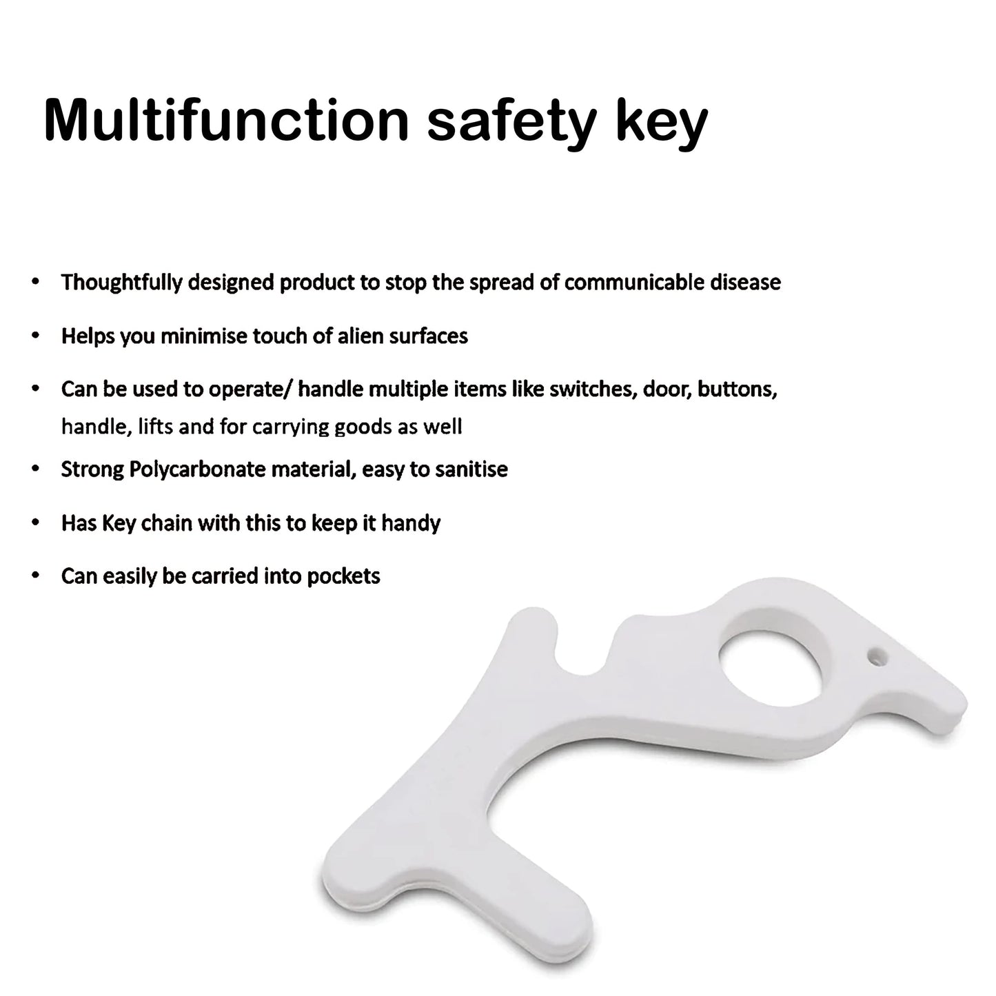 MAPPERZ Multipurpose Key/Touchless Key/Safety Key/Keychain/Non contact/Covid Safety Key Chain/Touch Less, pc-1