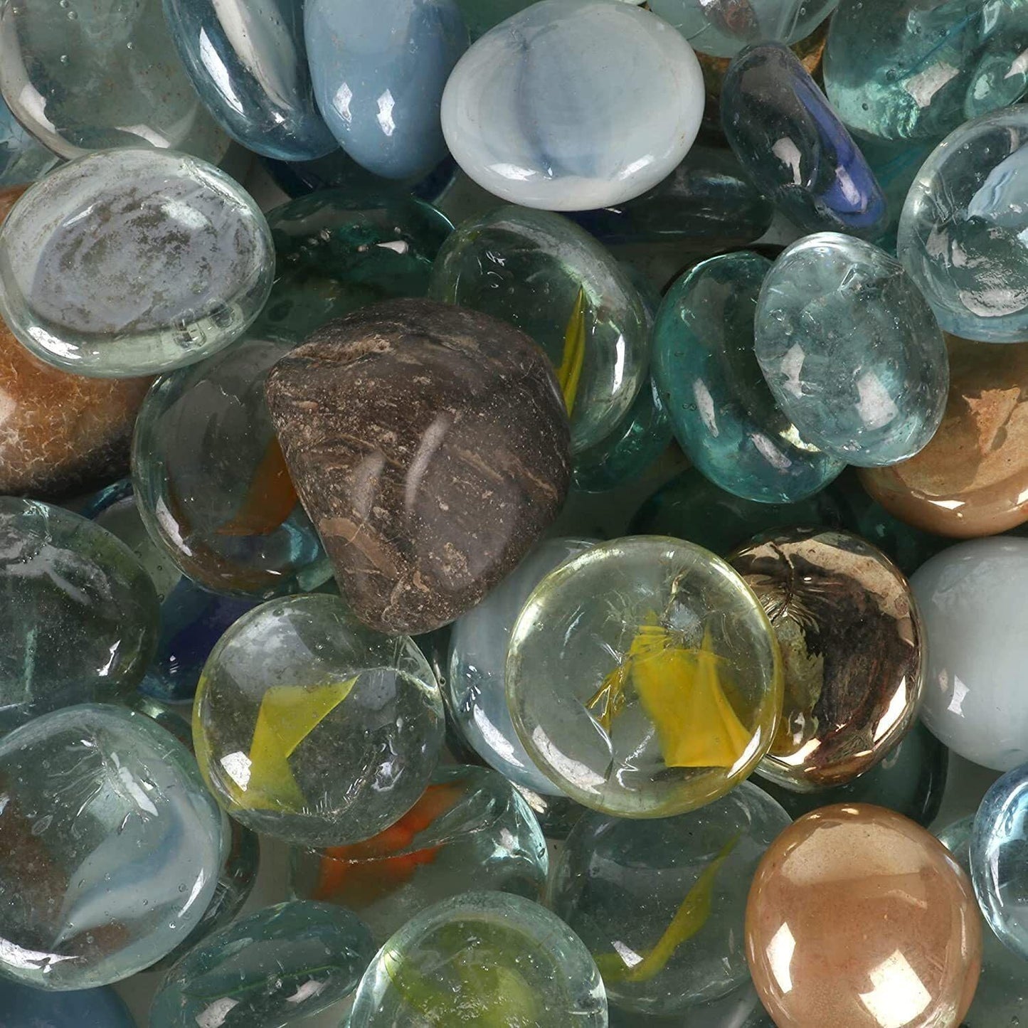 MAPPERZ Blend Reflective Round Glass, Decorative for Natural Fish Tank, Vase Fillers and Landscaping with Flat Bottom Marble Beads for Home Decorative Art Craft Vase