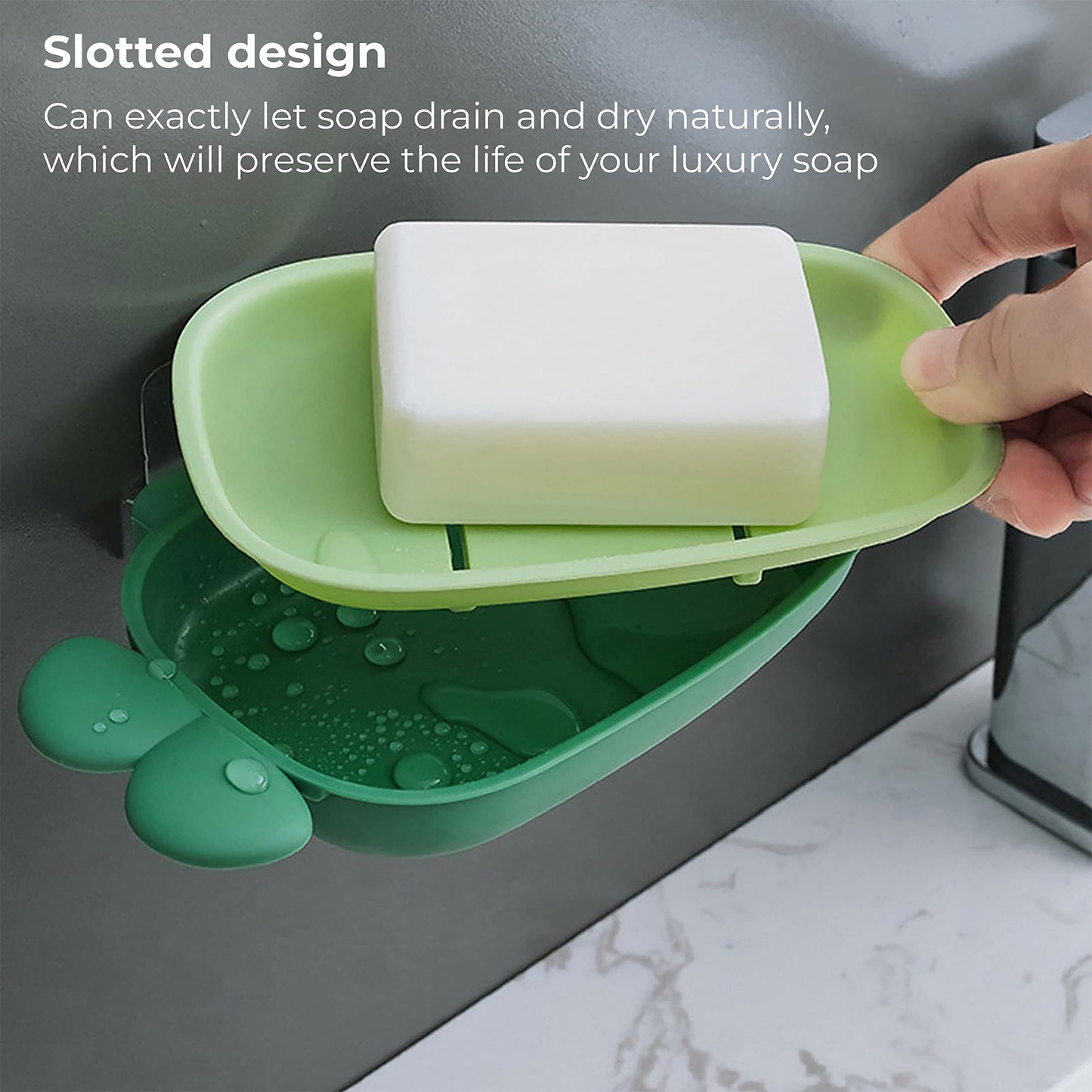 MAPPERZ Self Adhesive Cartoon Soap Case Bathtub Soap Box Wall Mounted Soap Stand Holder Dispenser for Bathroom Kitchen - (Random Color)