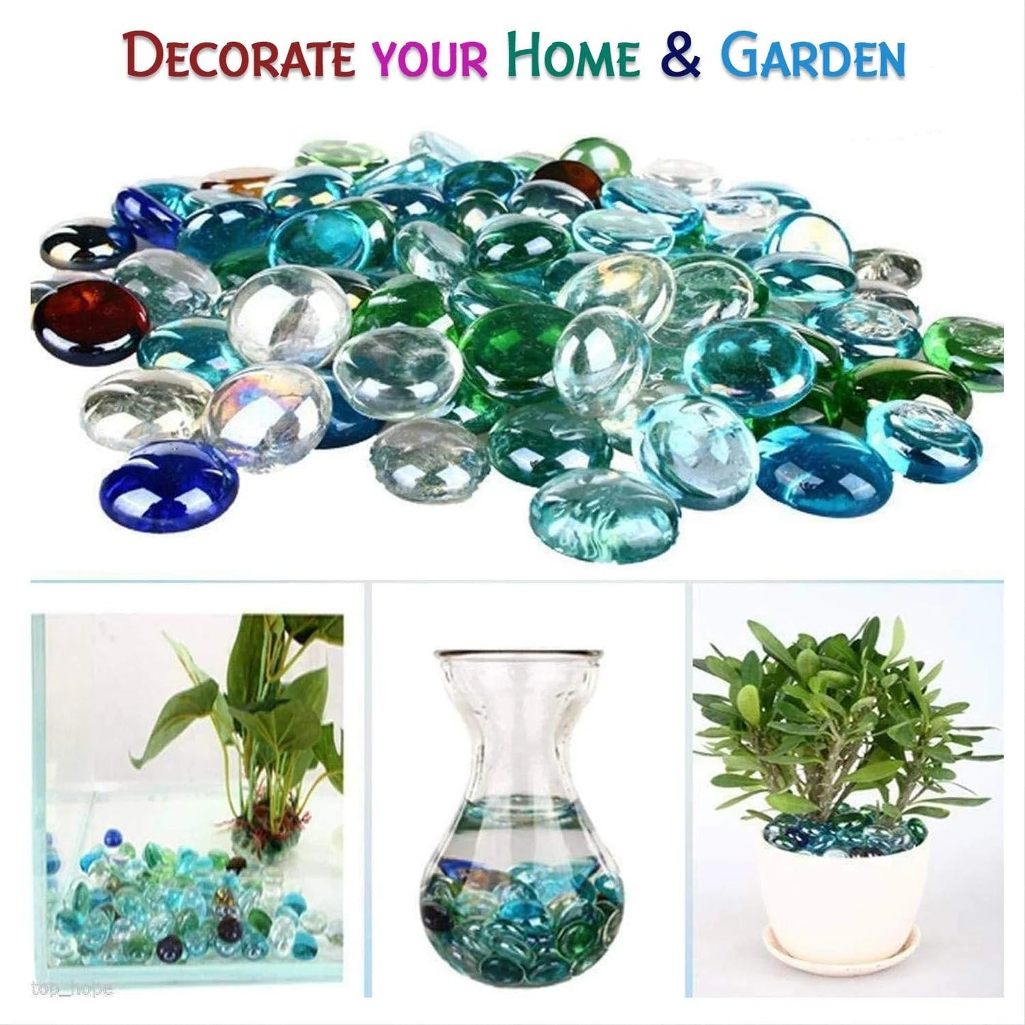 MAPPERZ Blend Reflective Round Glass, Decorative for Natural Fish Tank, Vase Fillers and Landscaping with Flat Bottom Marble Beads for Home Decorative Art Craft Vase