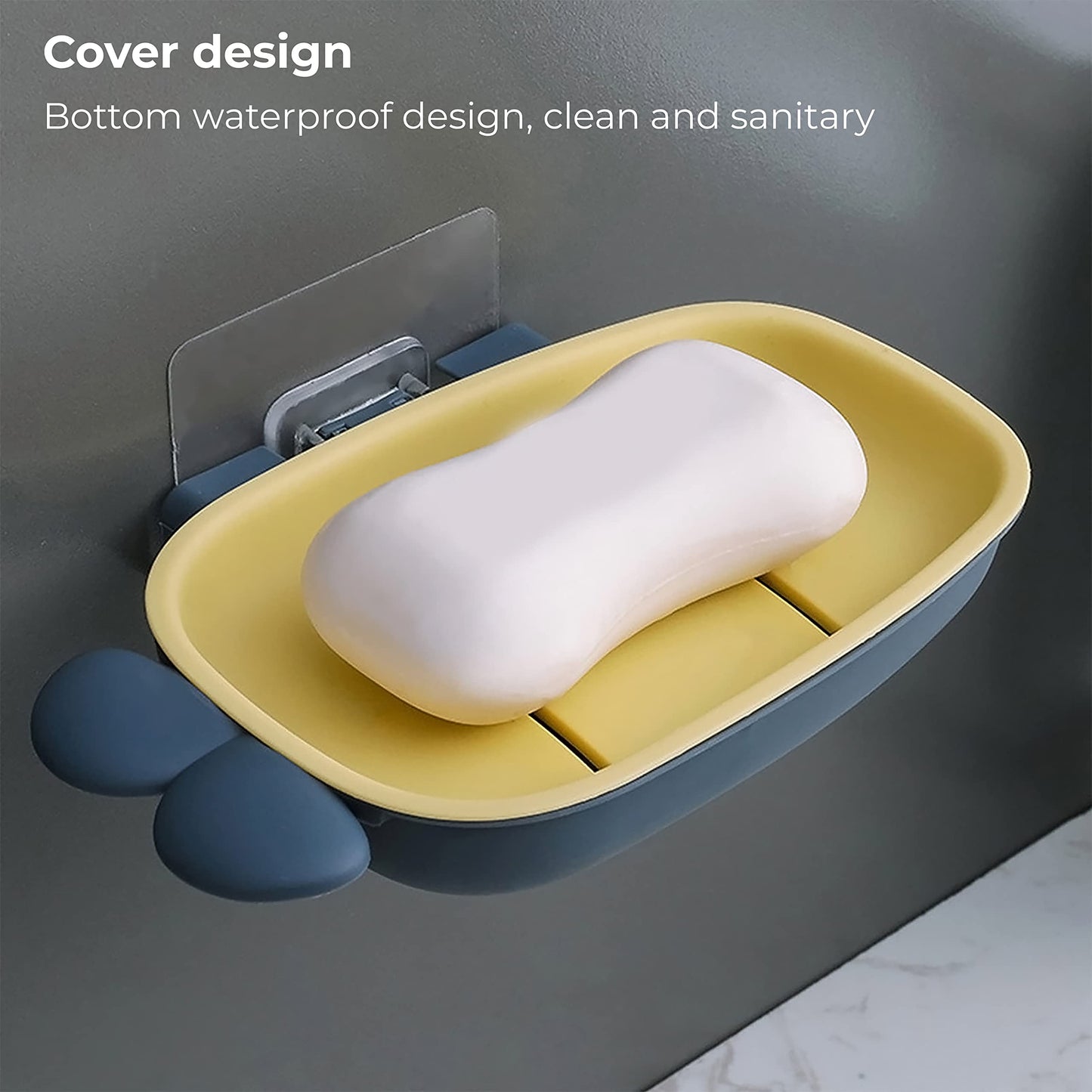 MAPPERZ Self Adhesive Cartoon Soap Case Bathtub Soap Box Wall Mounted Soap Stand Holder Dispenser for Bathroom Kitchen - (Random Color)