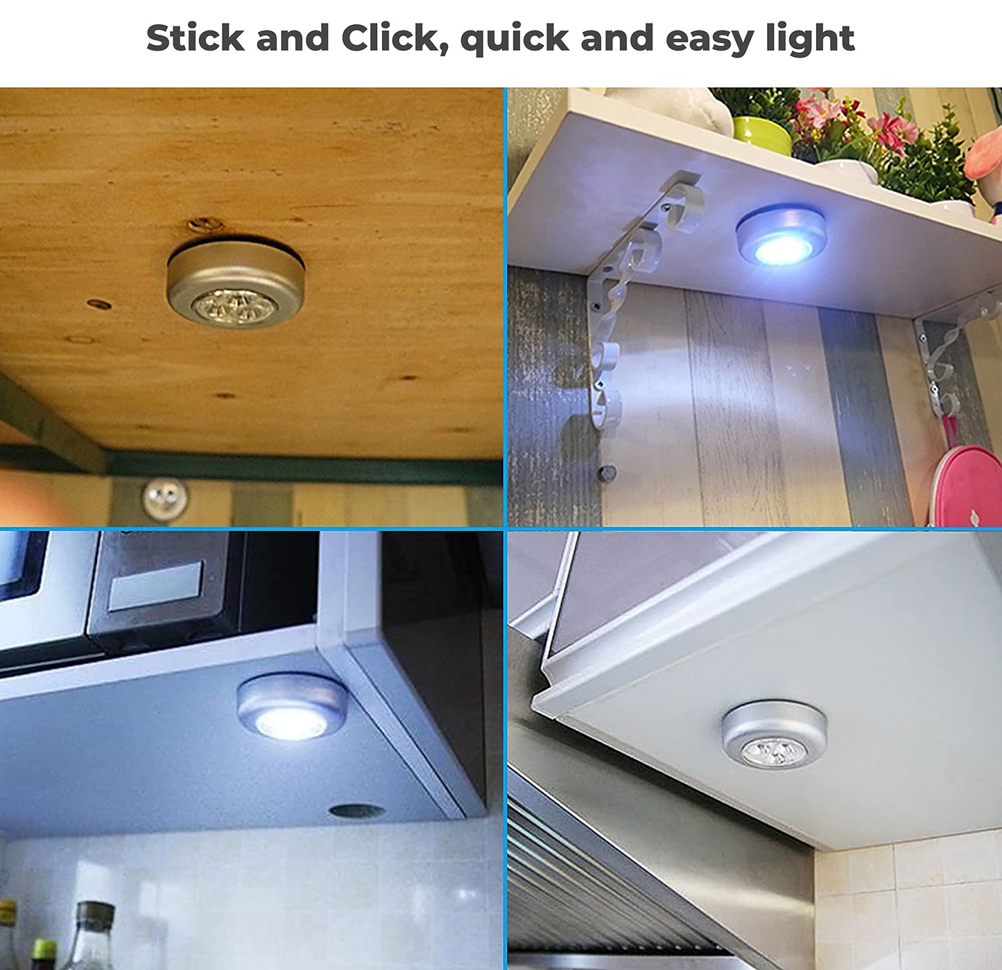 MAPPERZ Plastic Led Battery-Powered Wireless Night Light Stick Tap Touch Lamp Stick On Push Light For Closets Cabinets Counters Or Utility Rooms Cordless Touch Light Batteris Not Included (Pack of 1)