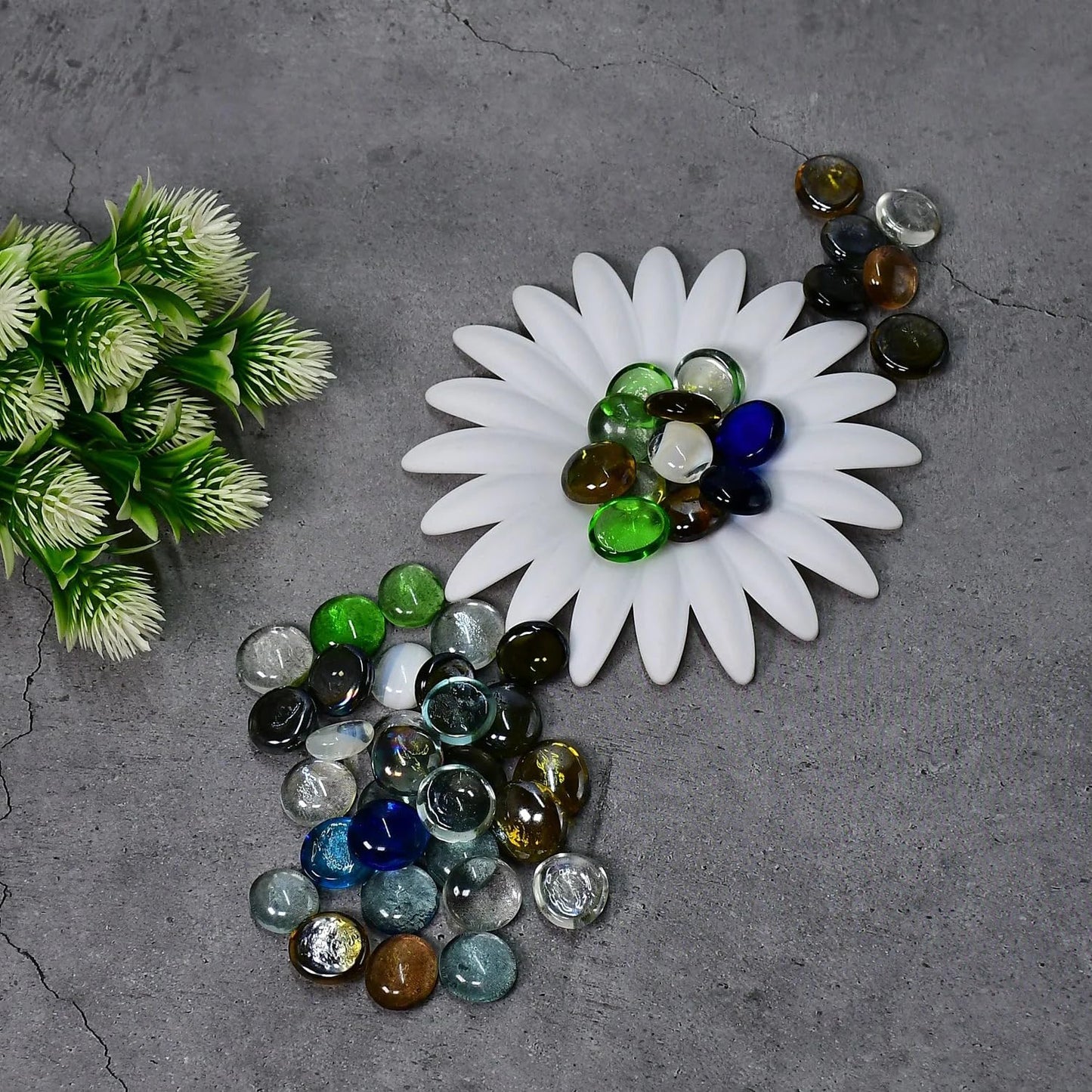MAPPERZ Blend Reflective Round Glass, Decorative for Natural Fish Tank, Vase Fillers and Landscaping with Flat Bottom Marble Beads for Home Decorative Art Craft Vase