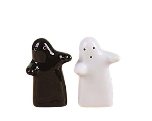 MAPPERZ Black and White Cute Salt and Pepper Shaker, Kitchen Spice Powder Dispenser for Kitchen Dining Table Decorative Organizer Couple Set (Pack of 1)