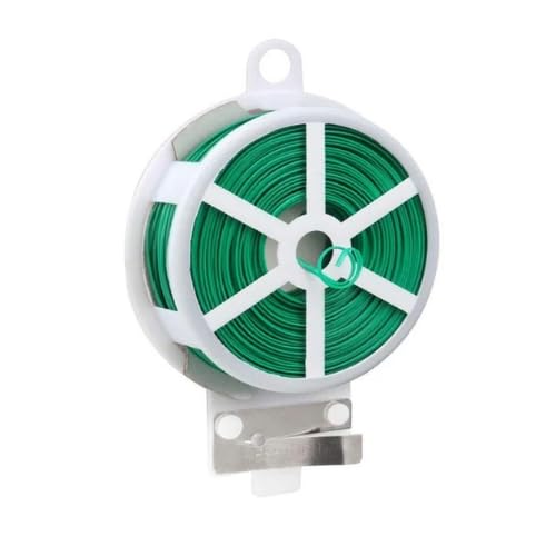 MAPPERZ 50 Meter Green PVC Stretchable Twist Tie Wire Spool with Cutter for Gardening, Yard, and Plant Support – Durable and Convenient Tool- (Set of 1)