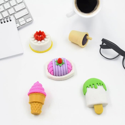 MAPPERZ 3D Unique Food Design Pencil Eraser Rubber for Kids Children School Student Office Return Gifts Fancy & Stylish Assorted Colorful Rubber Set of 1