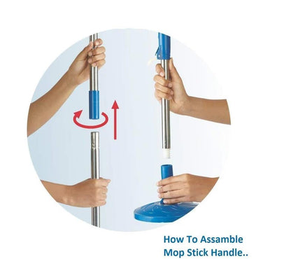 MAPPERZ Stainless Steel Mop 360 Degree Rotating Pole Microfiber Floor Cleaning Round Mop Pochha Versatile Home Cleaning Tool with Adjustable Stick Rod (Pack of 1)