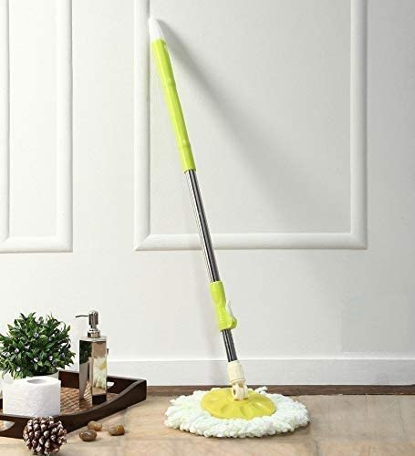 MAPPERZ Stainless Steel Mop 360 Degree Rotating Pole Microfiber Floor Cleaning Round Mop Pochha Versatile Home Cleaning Tool with Adjustable Stick Rod (Pack of 1)