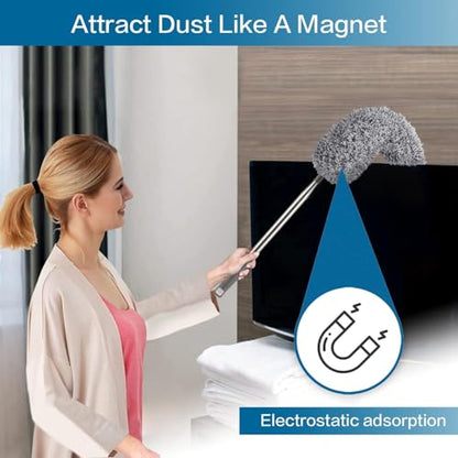 MAPPERZ Telescoping Microfiber Dusters for Dust Cleaning Feather Duster with (2.50mtr) Extendable Handle Dusting Cleaning Tools for Inaccessible Area, Ceiling Fan, Furniture (Pack of 1)